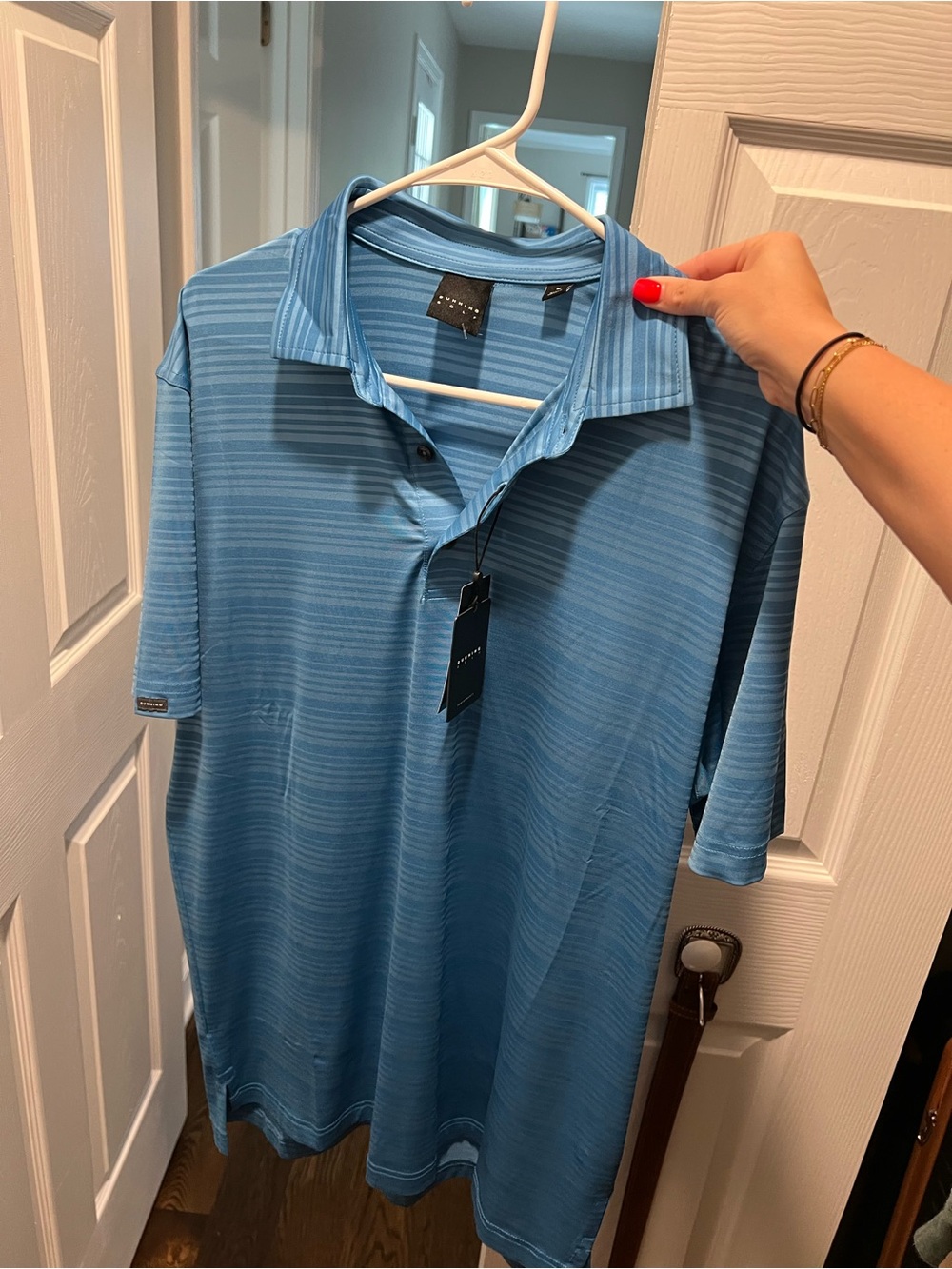 Men's Blue Striped Polo Shirt
